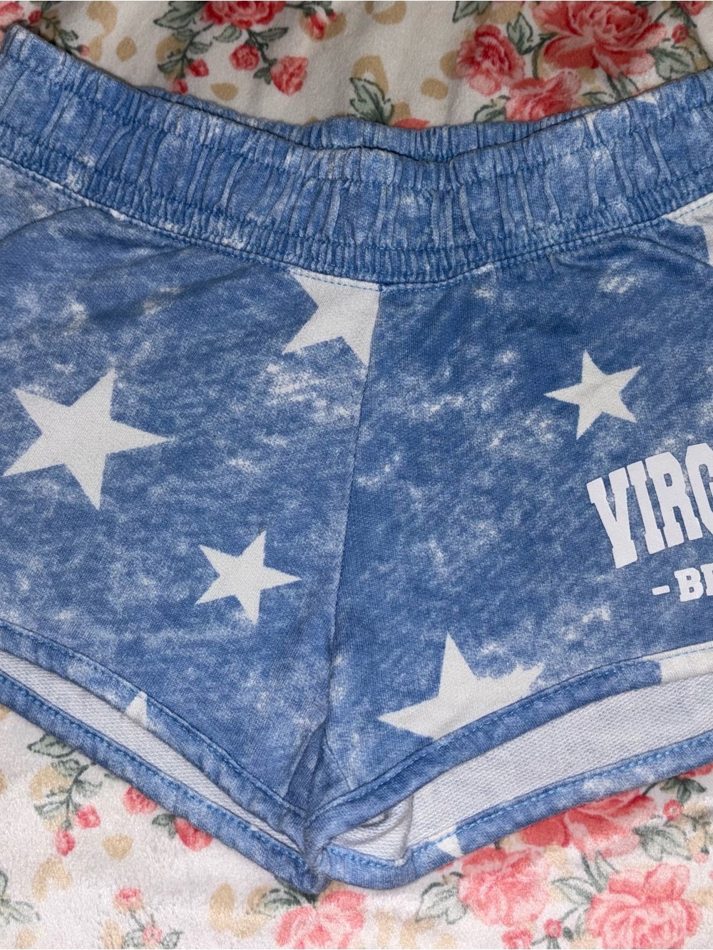 Girls' Blue Star-Print Athletic Shorts with Elastic Waist